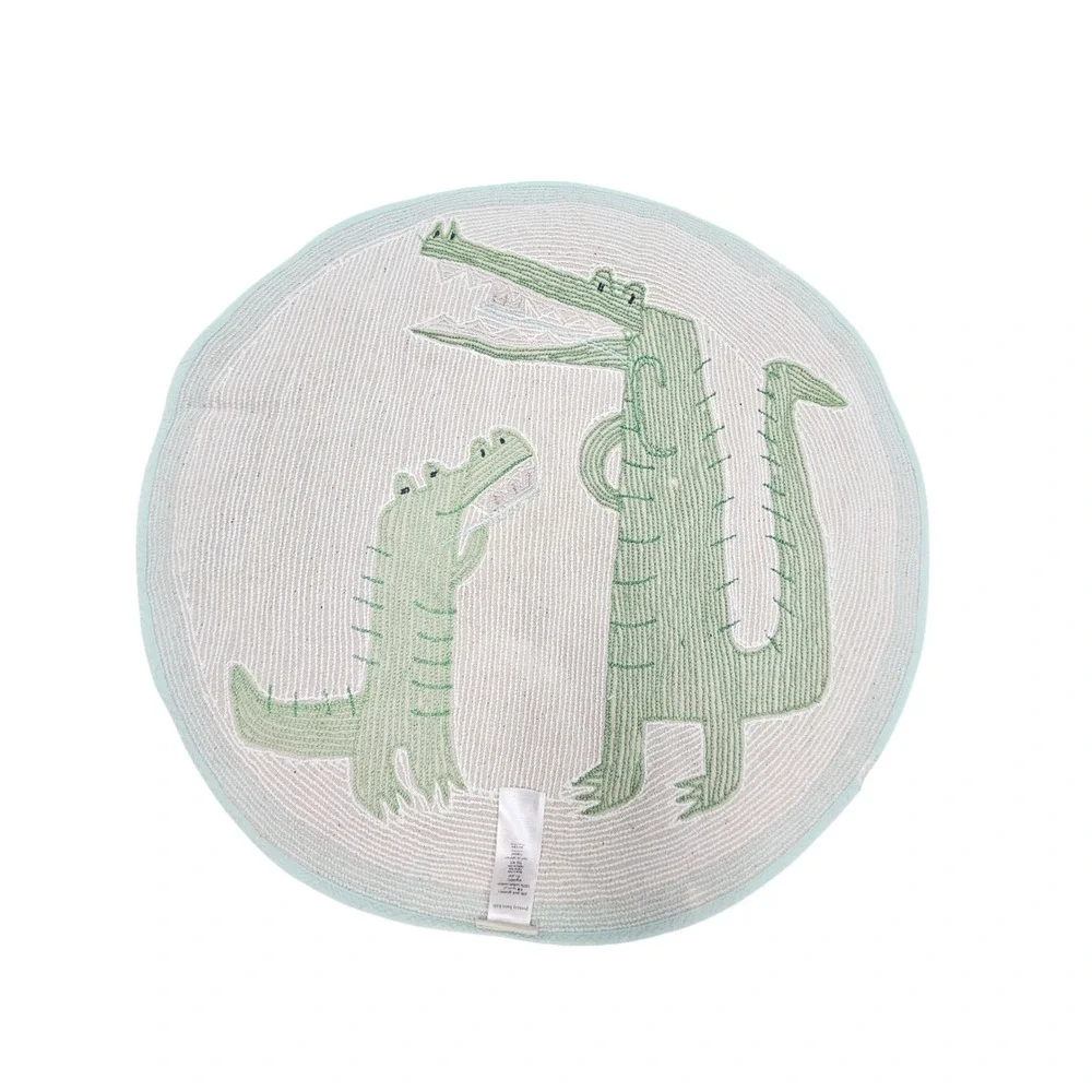 Pottery Barn Kids Bath Rug Kids 28in Green Alligator Round Cotton Tufted Mat